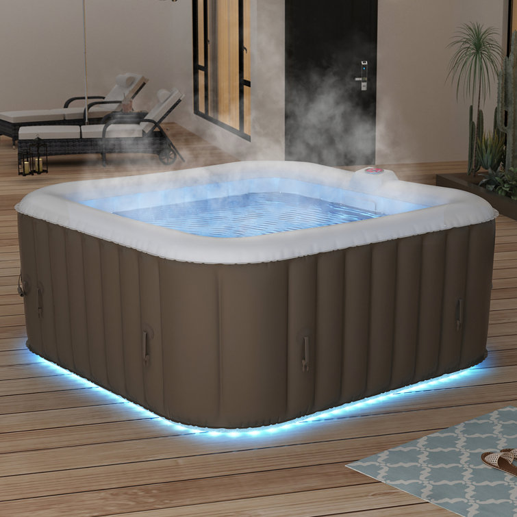 Fascinating Furniture 4 Person 100 Jet Vinyl Square Inflatable Hot Tub in Beige Wayfair.ca
